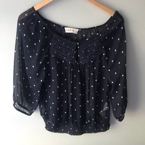 Abercrombie and Fitch navy polka dot blouse